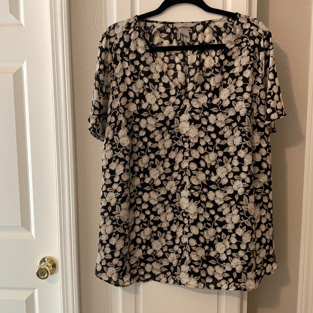 Black and beige floral blouse